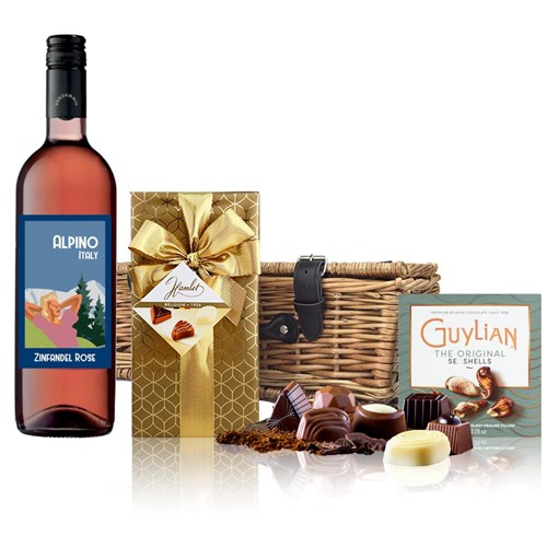 Alpino Pink Zinfandel Rose Wine And Chocolates Hamper